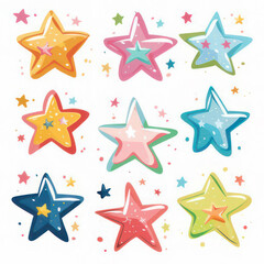 Creative arts meets symmetry with handdrawn aqua stars on a white background