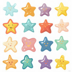 Creative arts meets symmetry with handdrawn aqua stars on a white background