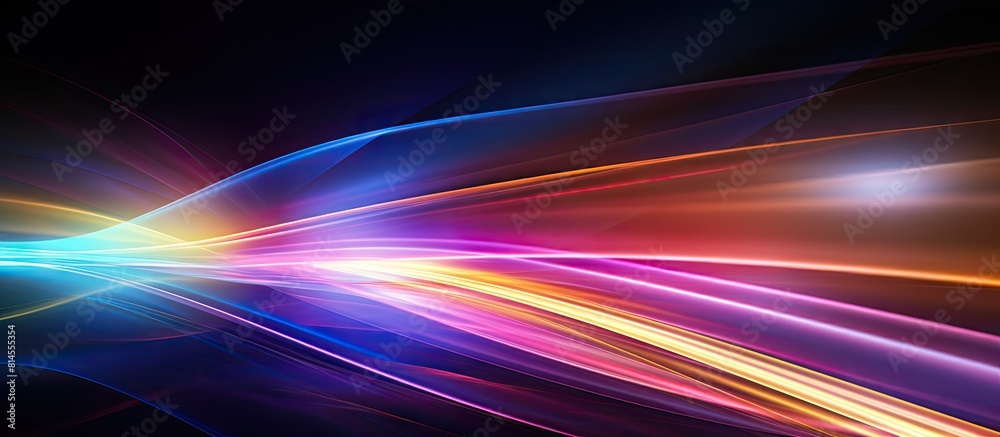 Poster A captivating abstract background with colorful moving lines of light in the night creating a beautiful and vibrant scene Great for copy space images