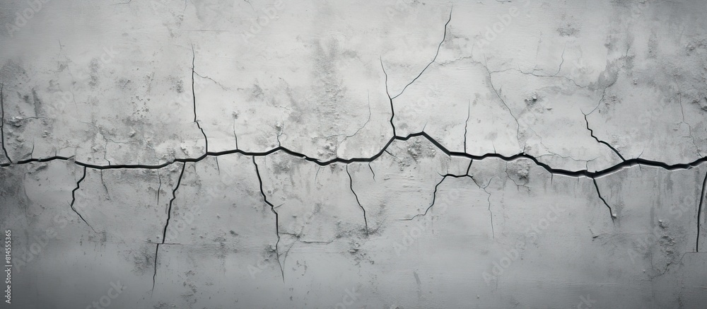 Poster There is a crack on a gray grunge wall making it an ideal background with plenty of space for adding content. with copy space image. Place for adding text or design