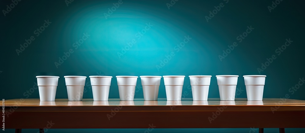 Poster A copy space image showcasing game cups for Beer Pong placed on a table 67 characters