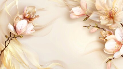 A serene white background adorned with delicate, vibrant flowers in full bloom
