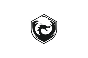 shield  and dragon logo design
