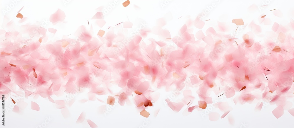 Aufkleber a soft pink confetti gently falls on a white background leaving ample copy space for an image
