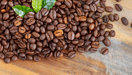 Close up view stock image of fresh roasted coffee beans