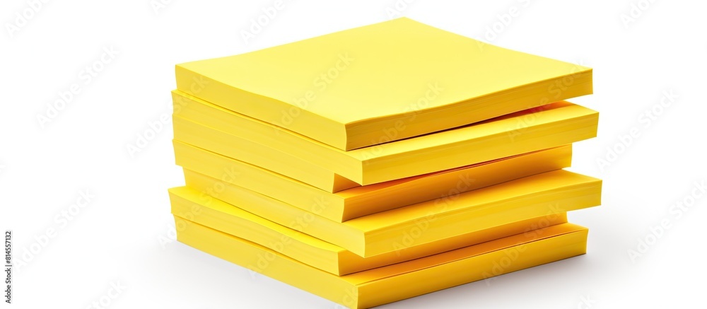 Poster an isolated block of yellow notepads on a white background with a clipping path for easy removal cop