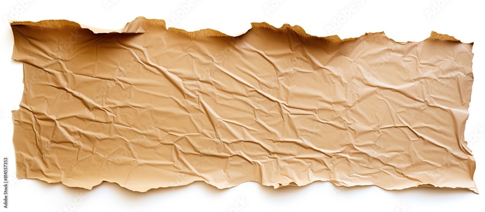 Aufkleber a torn edge of a kraft cardboard piece is seen in a copy space image against a white background