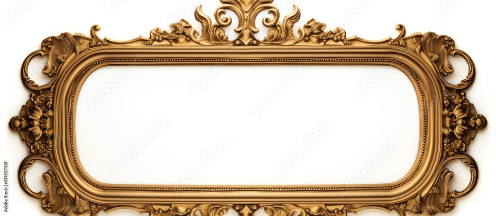 Poster Isolated on a white background this carved gilded frame features a king s crown motif and provides empty copy space for text