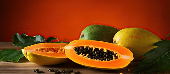An image of sliced juicy papaya sitting on a table showcasing the freshness of the exotic fruit...