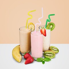 Refreshing ice tasty fruit tea drink