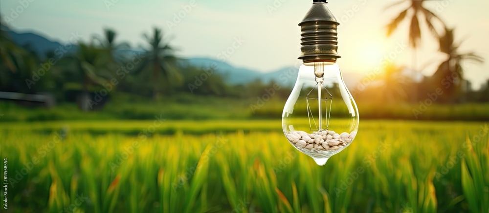 Aufkleber a vintage bulb is suspended decoratively adding a touch of beauty the background with its blurry hut