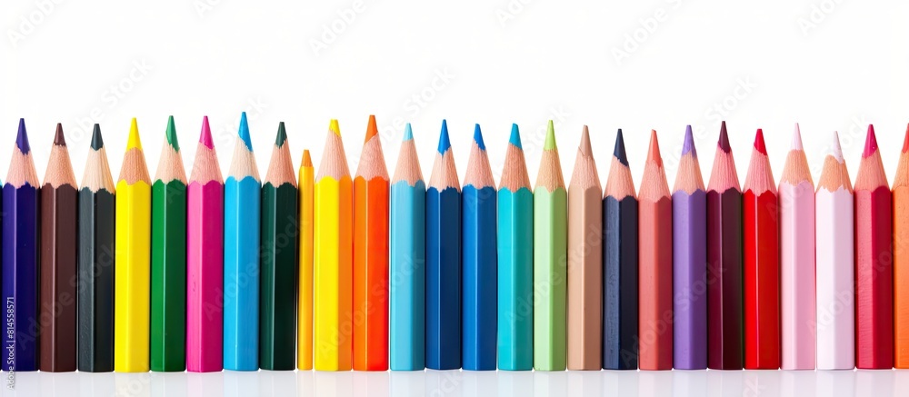 Poster a copy space image of colored pencils against a white backdrop