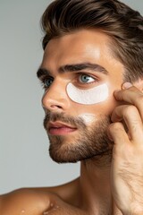 Fototapeta premium A young man with a white eye patch on his face