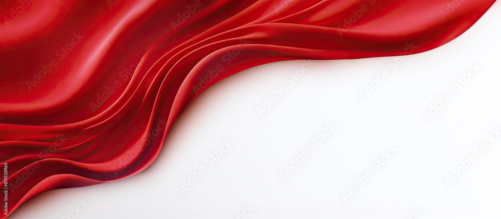 Poster a vibrant wave shaped heart made of red fabric set against a clean white background leaving ample sp