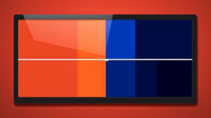 A computer monitor displays a color palette with orange, blue, and black colors
