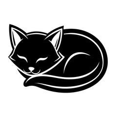 black sleeping cat cartoon