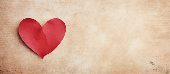 Fototapeta premium A copy space image of a heart for Valentine s Day placed on a vintage paper background
