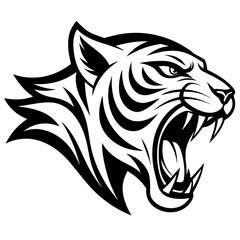 head of a shouting tiger vector