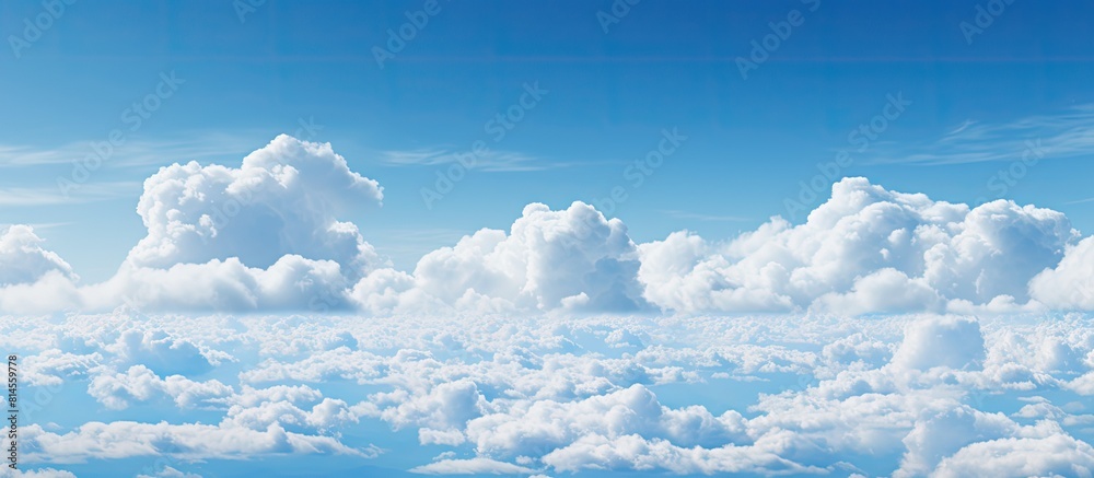 Aufkleber The image captures a panoramic view of the expansive blue sky with scattered fluffy clouds copy space image