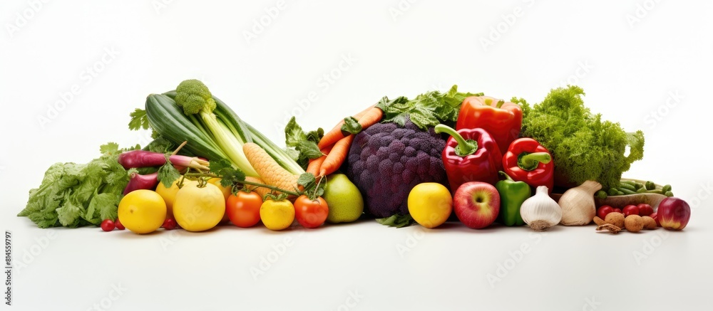 Aufkleber high resolution product photograph of various fruits and vegetables isolated on a white background w