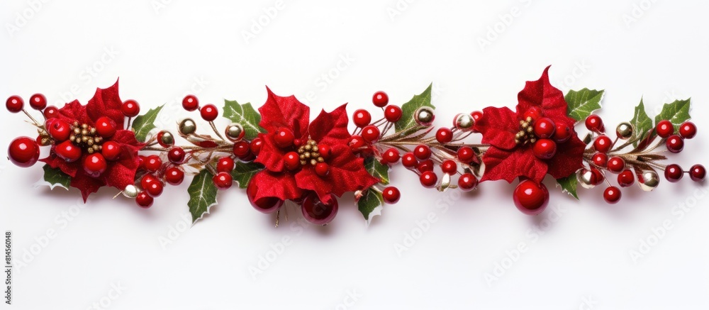 Poster A Christmas decoration border design is shown isolated on a white background providing ample copy space for additional content