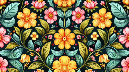 Bright spring seamless pattern with flowers