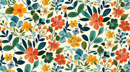 Bright spring seamless pattern with flowers