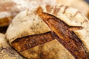 Homemade Italian bread close-up on the table