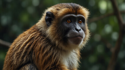 Pitheciidae monkey in jungle 