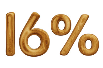 Wooden 16 percent for sale, discount, promotion and business concept 