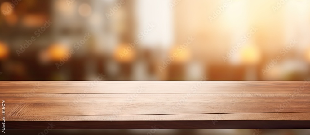 Poster A copy space image of the table top with the blurred background of the interior