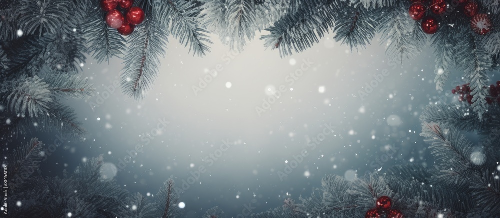 Aufkleber An image with a Christmas theme showcasing a frame of fir branches providing ample space for additional content