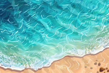 A beautiful painting of a beach with a wave coming in. Suitable for home decor or travel websites