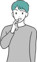 不安や不満を感じる男性のイラスト