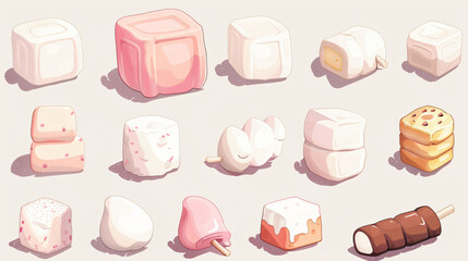 Cartoon set of marshmallow