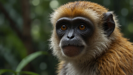 Fototapeta premium Pitheciidae monkey in jungle 