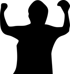 Male silhouette flexing his muscles vector illustration isolated on white