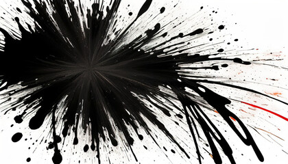 Obraz premium Abstract black in splash, paint, brush strokes, stain grunge isolated on white background, Japanese style with Generative AI.