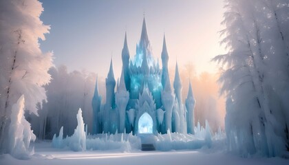An enchanting ice palace nestled among snow covere upscaled_4