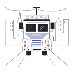 Get this line illustration of tram bus 