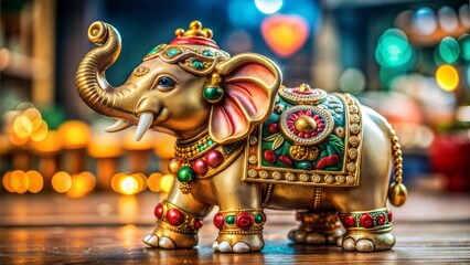 Fototapeta na wymiar Elephant Figurine: Particularly in Asian cultures, elephants are seen as symbols of wisdom, strength, and good fortune. Placing elephant figurines in the home or carrying small charms shaped 