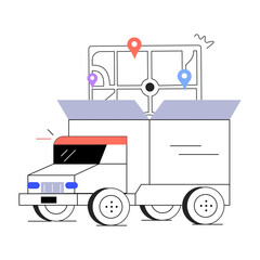 An editable line illustration of courier tracking