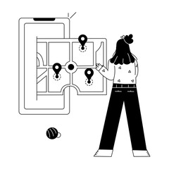 A customizable line illustration of location tracking 