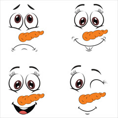 set of cute snowman emojis 