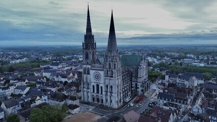 drone photo Chartres cathedral France Europe