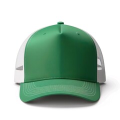 emerald green trucker cap, snapback, baseball hat, Isolated on white background. Mock-up for branding.