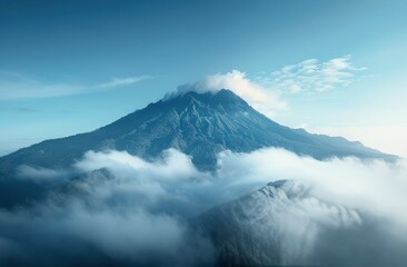 Fototapeta premium Mountain Blanketed in Clouds and Trees