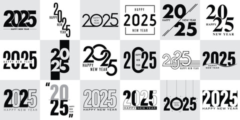 Set of 2025 Happy New Year logo text design. 2025 number design template. Collection of 2025 Happy New Year . 
