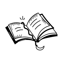 Get this hand drawn icon of an open book 