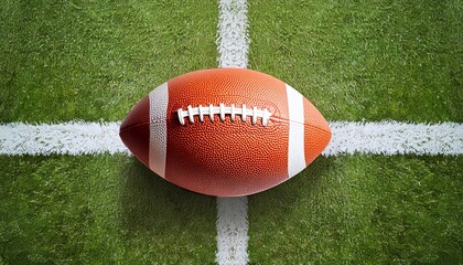 Obraz premium American football, rugby ball on the grass of a football field at the stadium